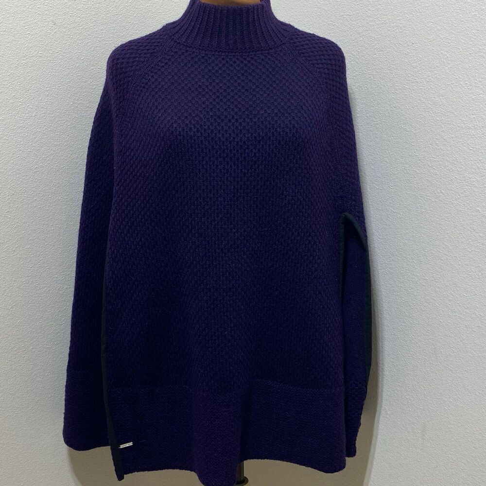 Lauren Ralph Lauren Purple Wool Blend Cape Poncho Sweater One Size Fits Most
